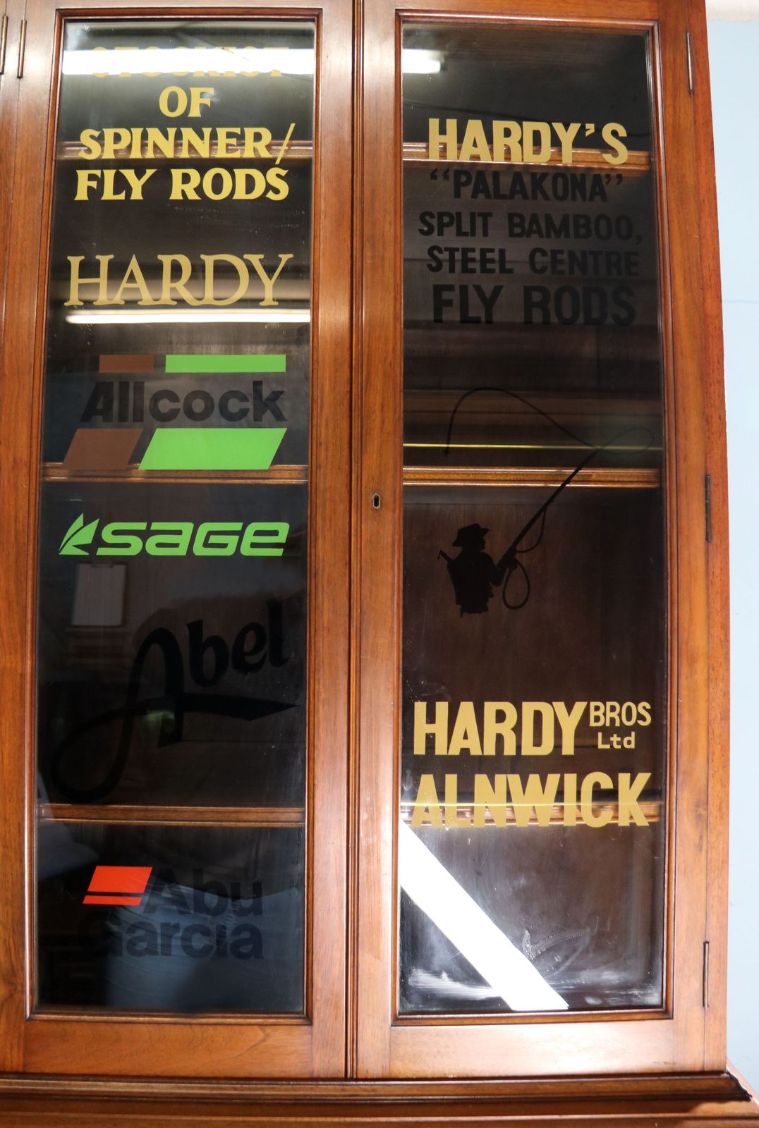 A Victorian American Solid Walnut Shop Cabinet, Later Sign Written For Use In Fishing Supplies Shop. photo vintage