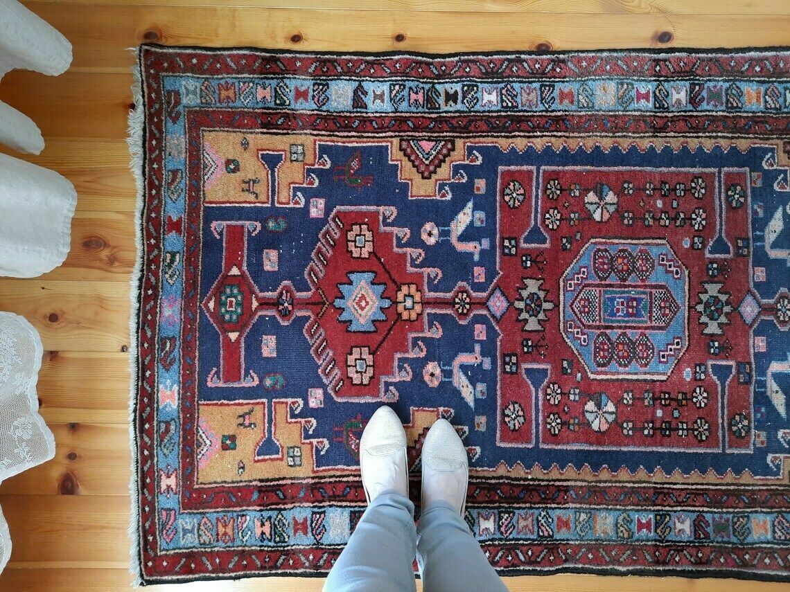 Hand Knotted Tribal Wool Rug With Birds And Geometric Pattern