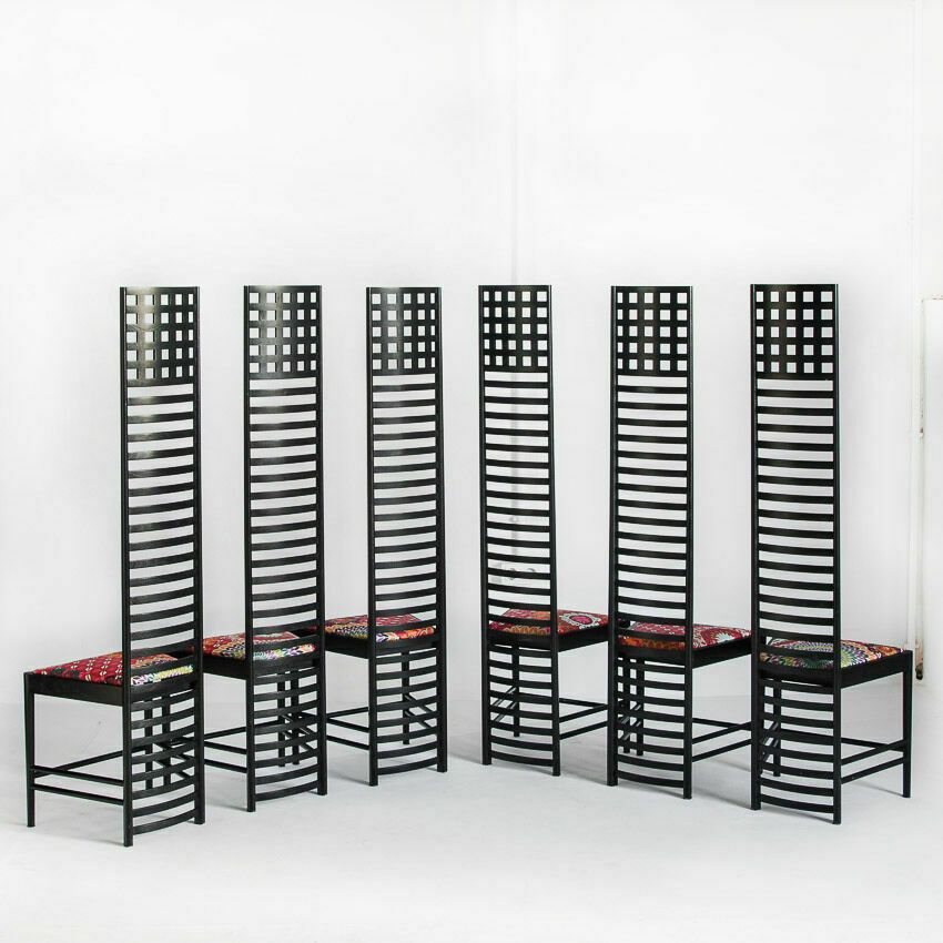 Set Of 6 Vintage 292 Hill House Chairs By Charles Rennie Mackintosh For Cassina, Italy 1990 photo furniture