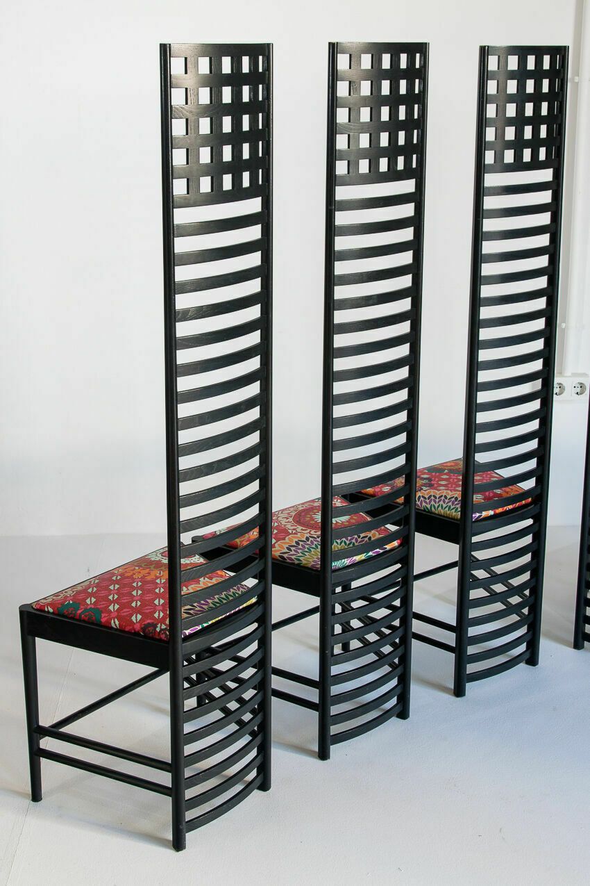 Set Of 6 Vintage 292 Hill House Chairs By Charles Rennie Mackintosh For Cassina, Italy 1990 photo vinterior