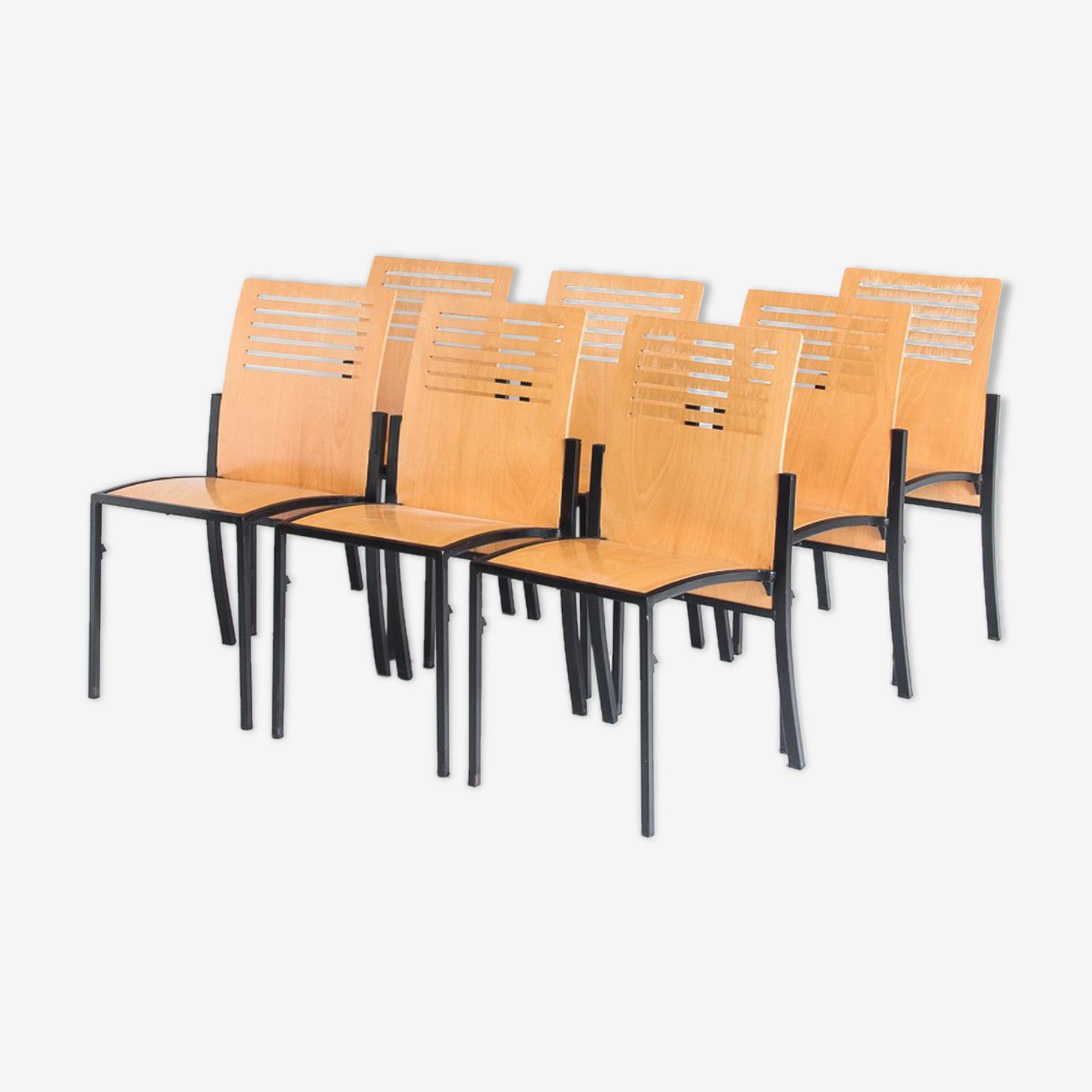 Set Of 7 Vintage Robert Chairs By Thomas Albrecht For Atoll, Germany 1980