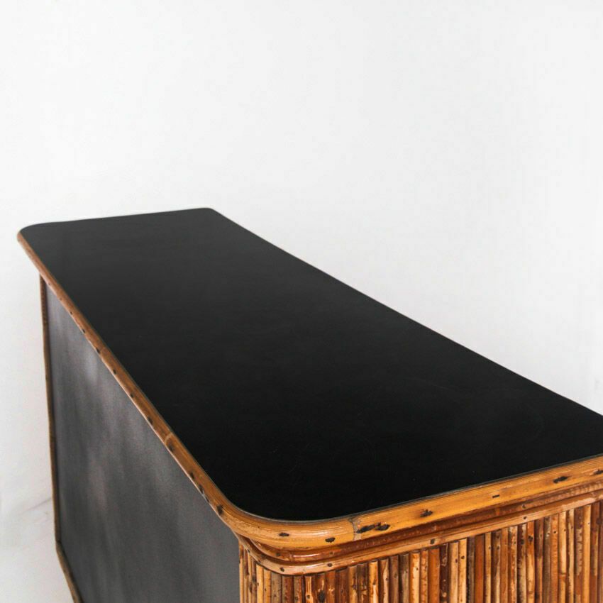 photo vinterior Vintage Bar Counter In Canning And Rattan. France, 50s.