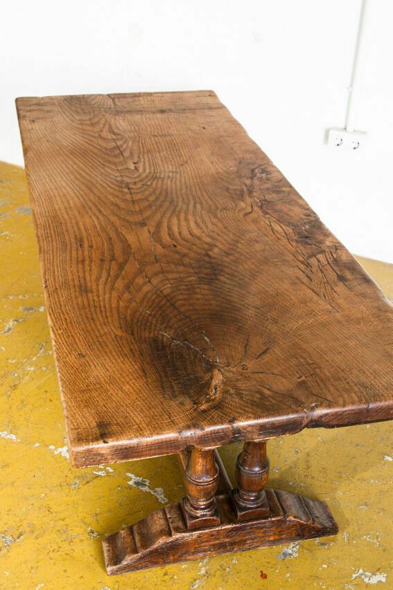 Old Coffee Table In Solid Oak Wood. France, Early Twentieth Century. photo vinterior