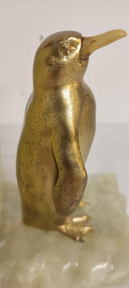 Onyx And Gilt Metal Penguin Bookends, Spain, 1960s, Set Of 2 photo vinterior