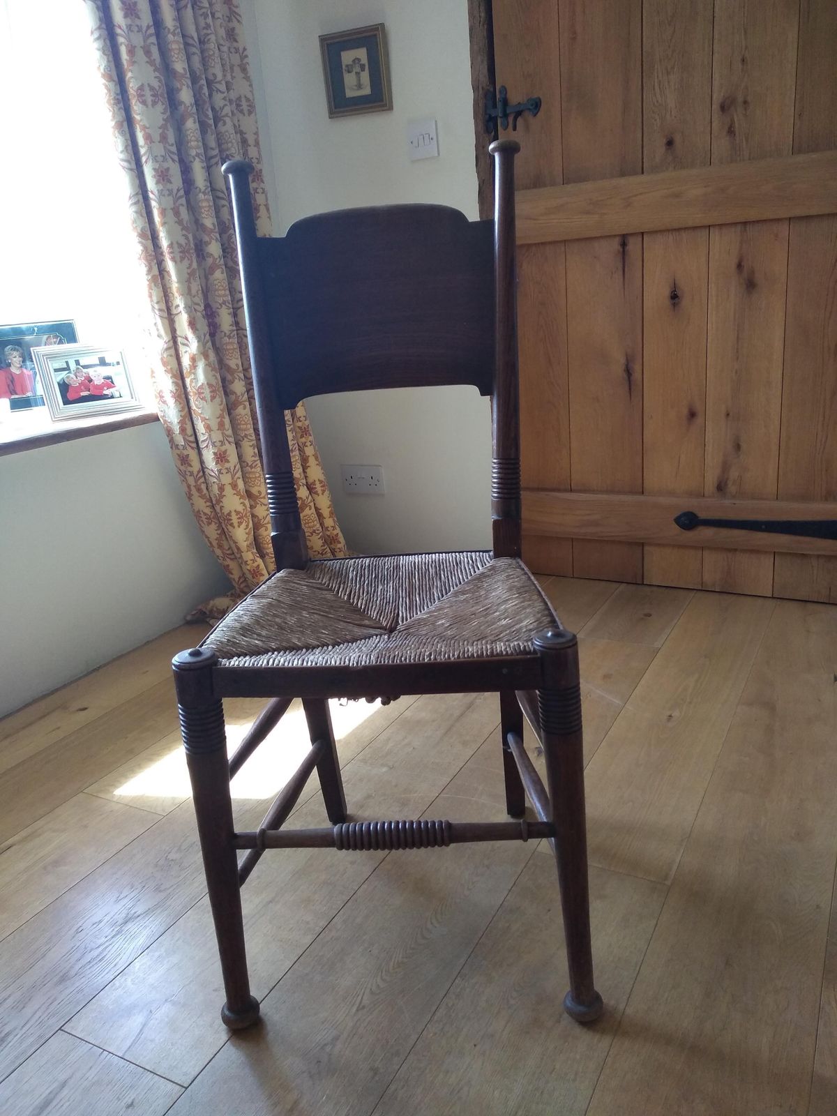 William Birch Dark Oak And Rattan Chairs Circa 1900 X8.