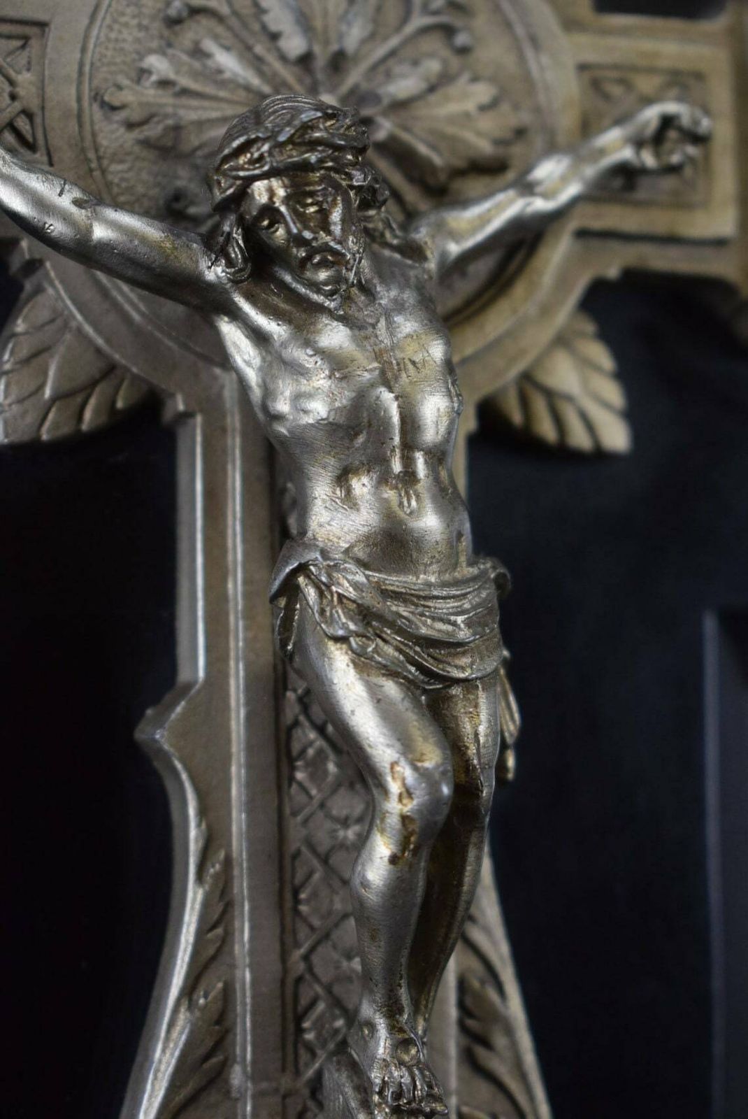Black Holy Water Font For Wall Wood Jesus Crucifix photo furniture