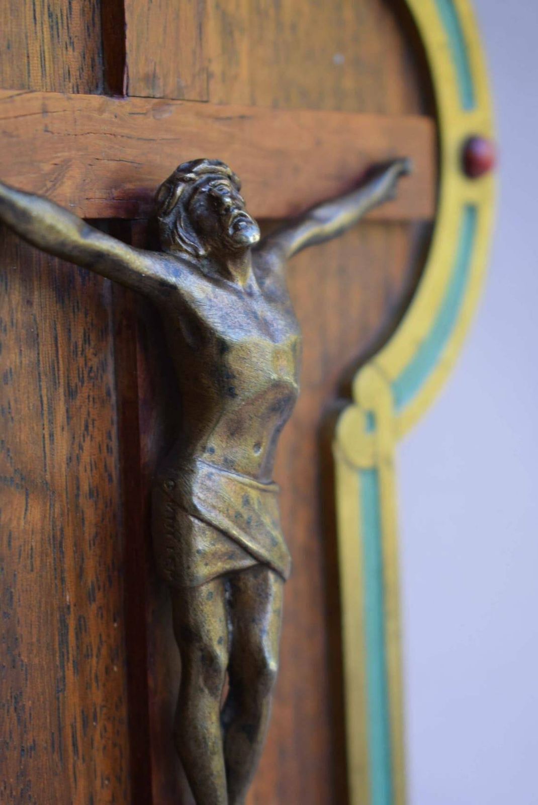Art Nouveau Wood Crucifix For Wall Cross Bronze photo Art