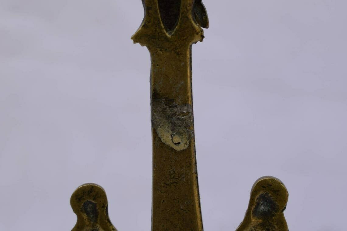 Standing Crucifix Calvary Brass And Glass Altar Cross Church photo vinterior