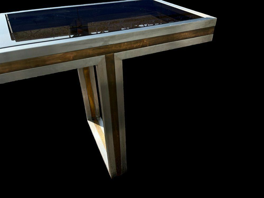 Italian Steel And Brass Console, 1970s photo 2332.44