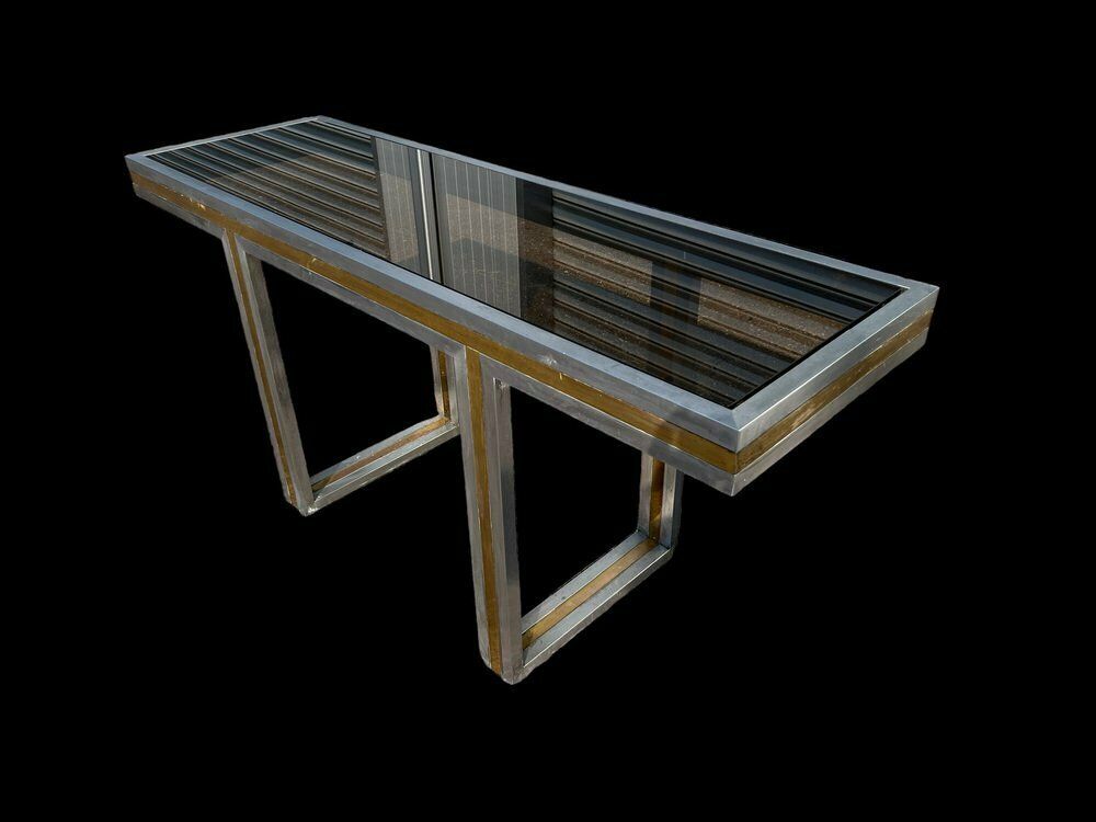 photo furniture Italian Steel And Brass Console, 1970s