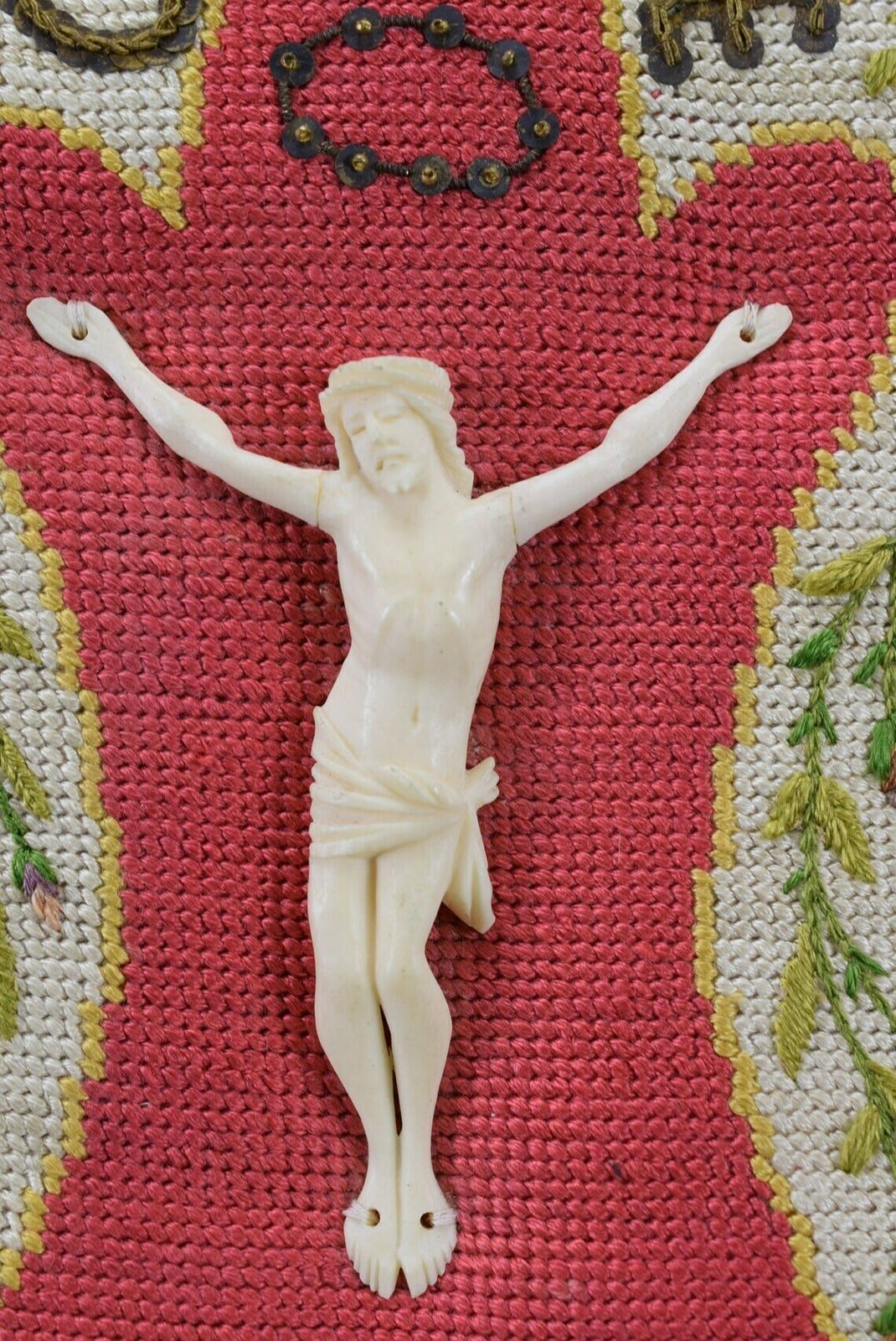 photo furniture Folk Art Needlepoint Holy Water Font For Wall Carved Jesus Crucifix