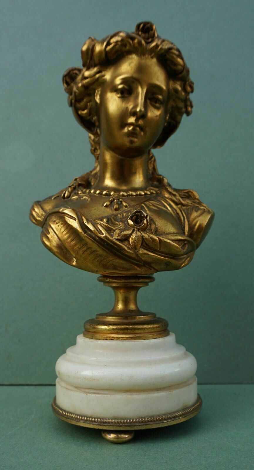 Antique French Gilt Bronze Bust Of A Lady Albert   Ernest Carrier Belleuse C19th