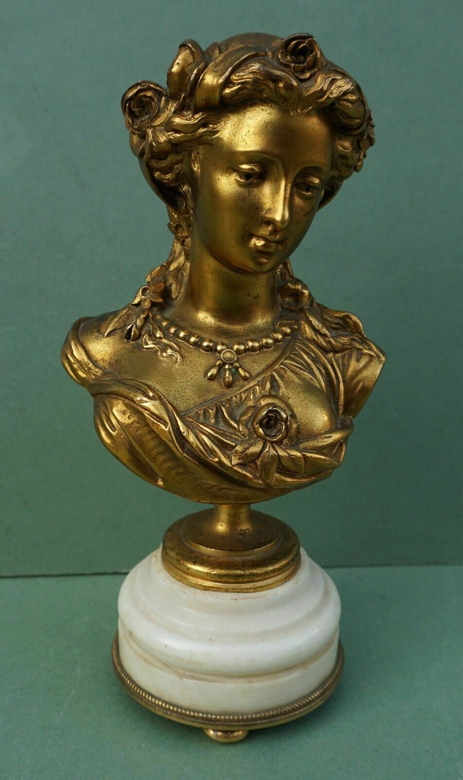 Antique French Gilt Bronze Bust Of A Lady Albert   Ernest Carrier Belleuse C19th photo for sale