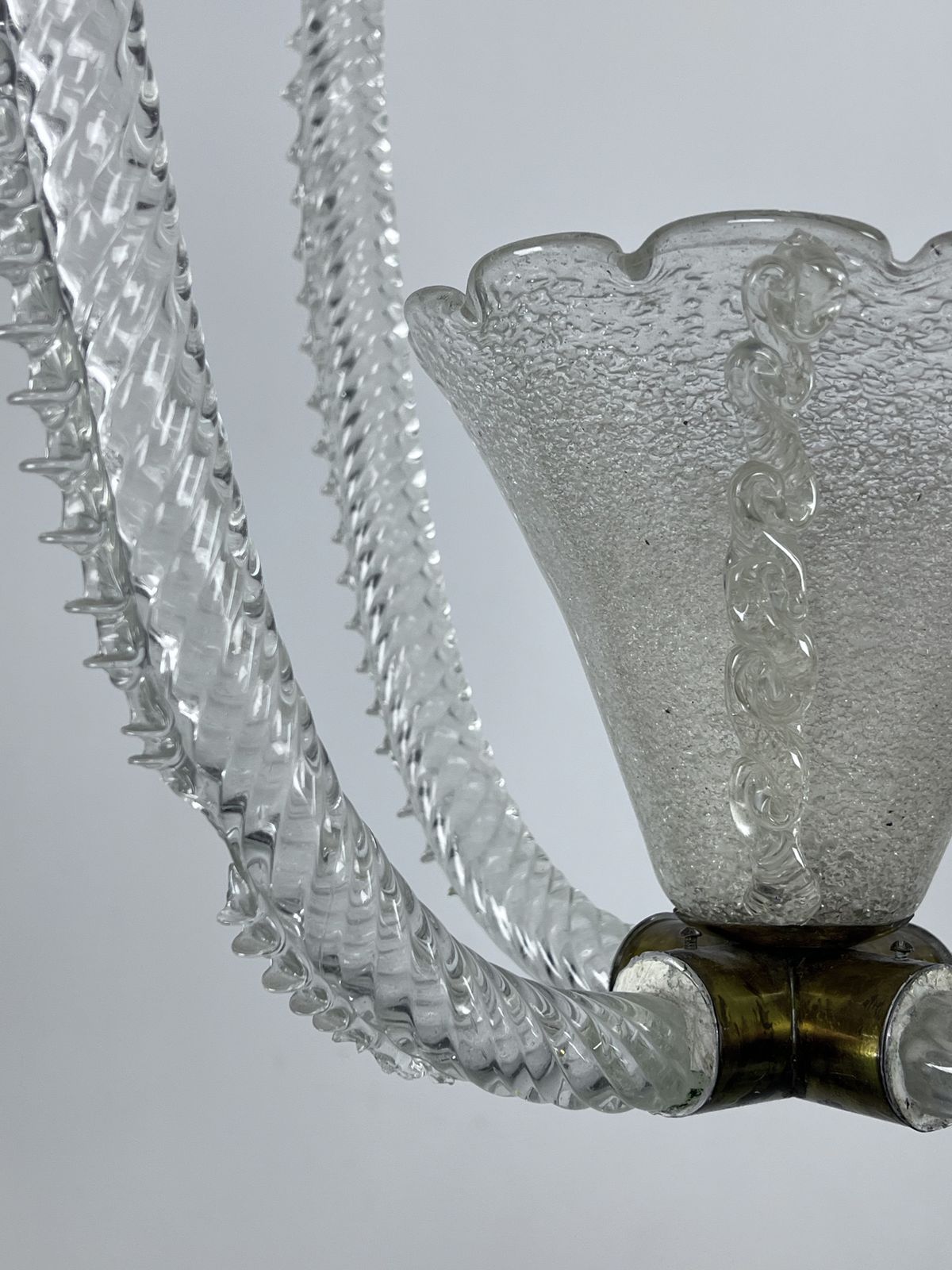 Ercole Barovier, Art Deco Murano Glass Pendant. Italy 1930s photo Lighting