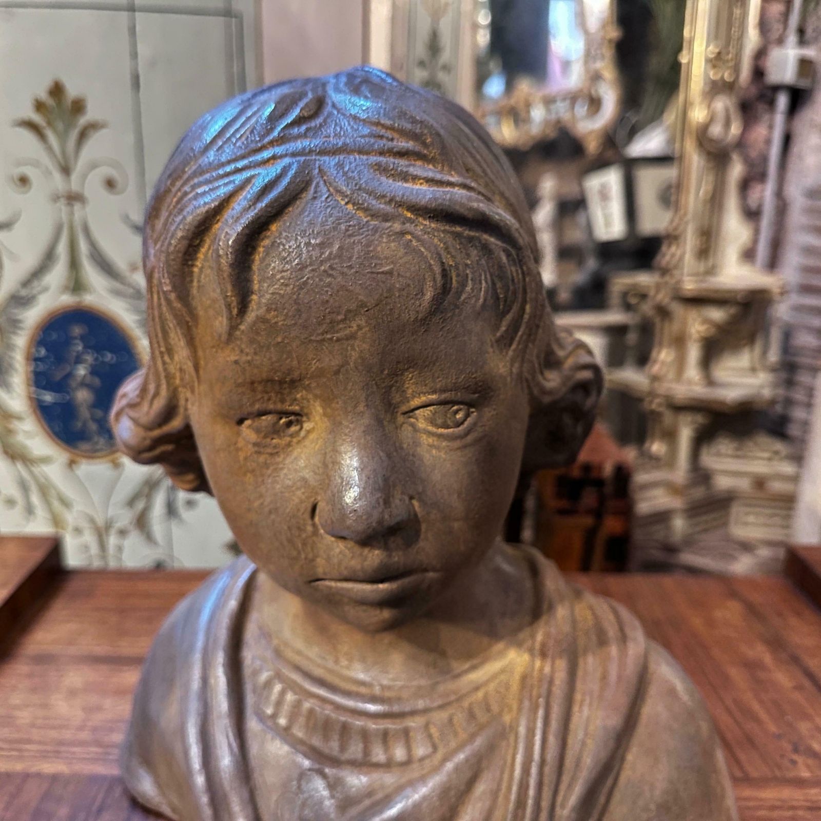 1930s Had Crafted Terracotta Sicilian Bust Of A Young Girl photo vintage