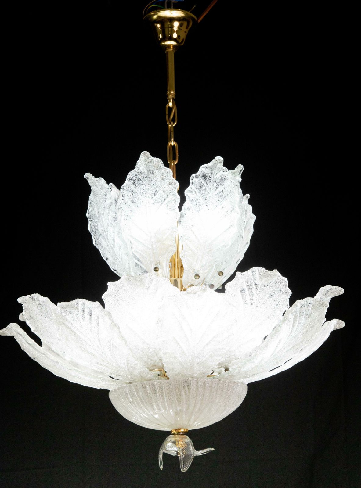 Large Midcentury Italian Murano Glass Chandelier, 1970s photo furniture