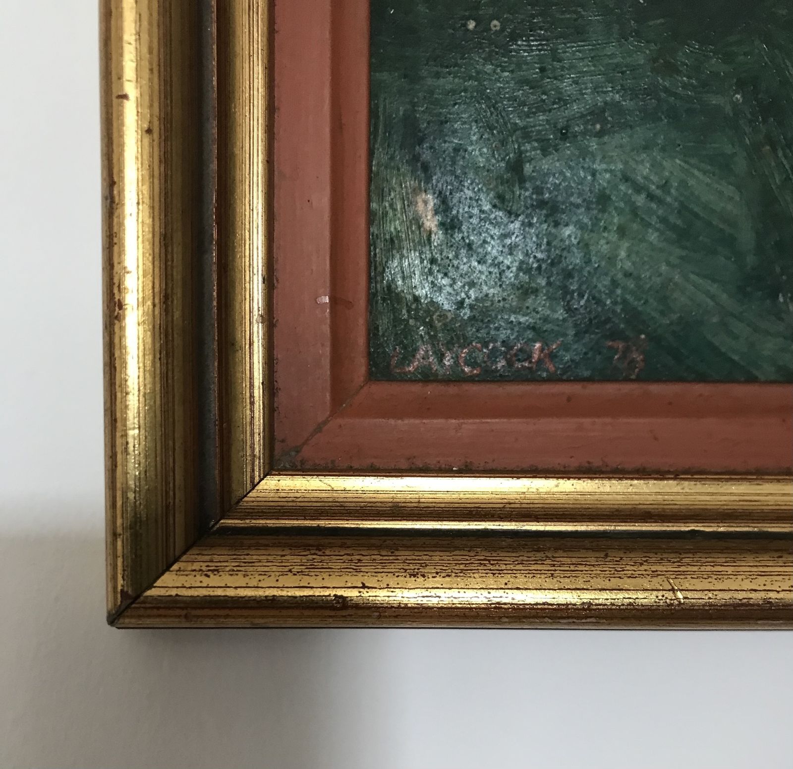 Naive Original Oil On Board Painting Of Arts And Crafts Red Brick Buildings photo buy