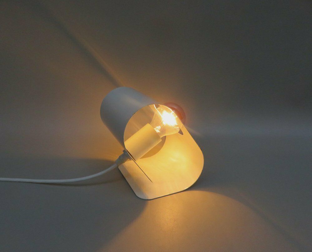 photo vinterior Small Space Age Table Lights In Metal White From Sölken Leuchten, 1970s, Set Of 2