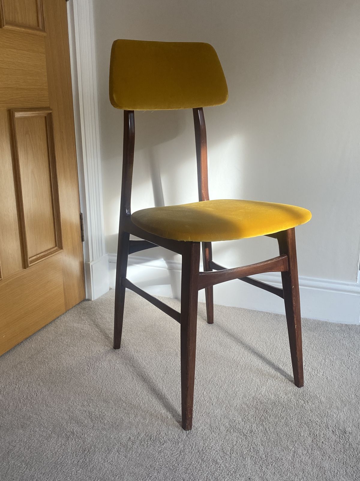 Vintage Dining Chairs Yellow Velvet