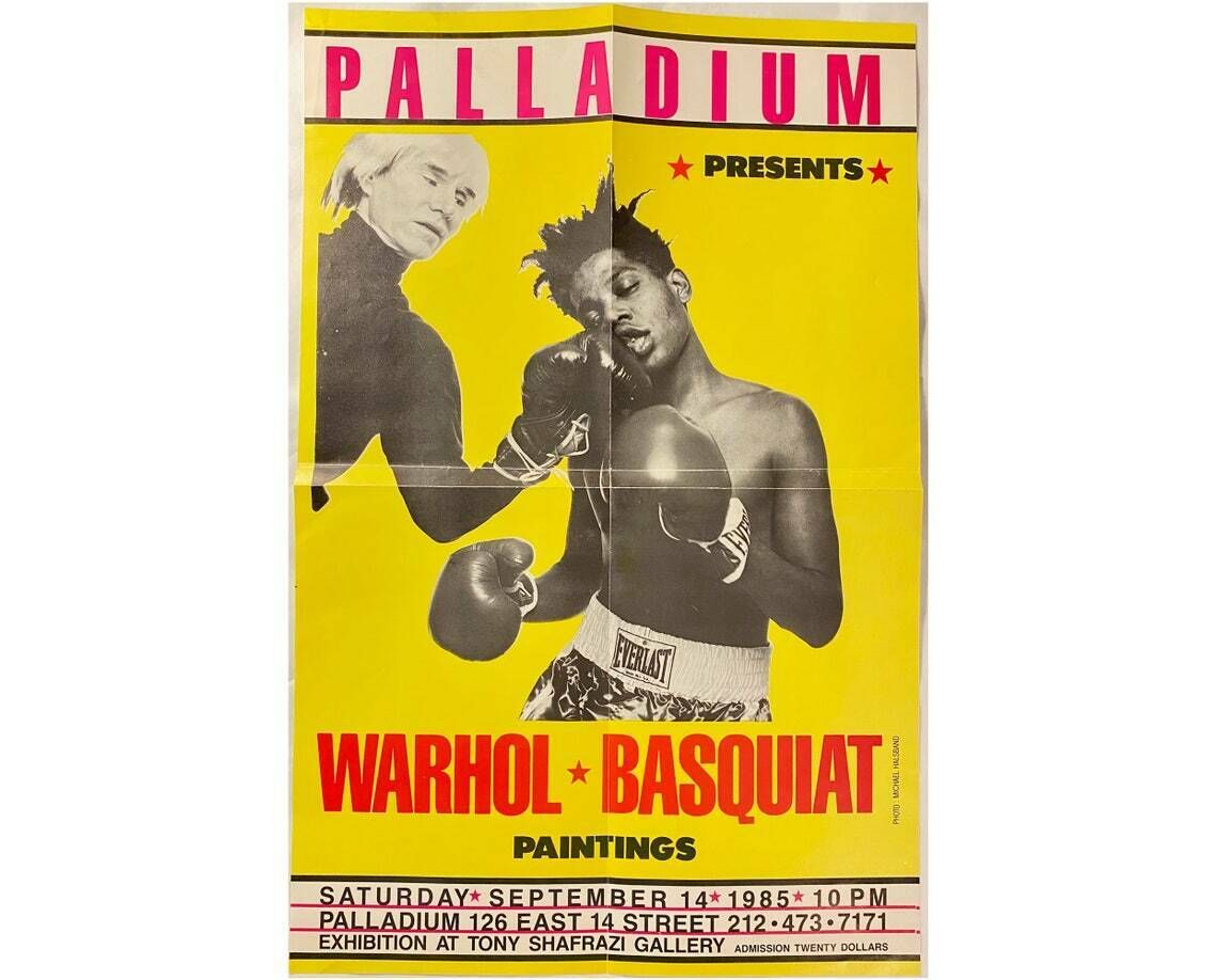 Original Vintage 1985 Warhol Basquiat Gallery Opening Invitation With Palladium Vip After Party Access