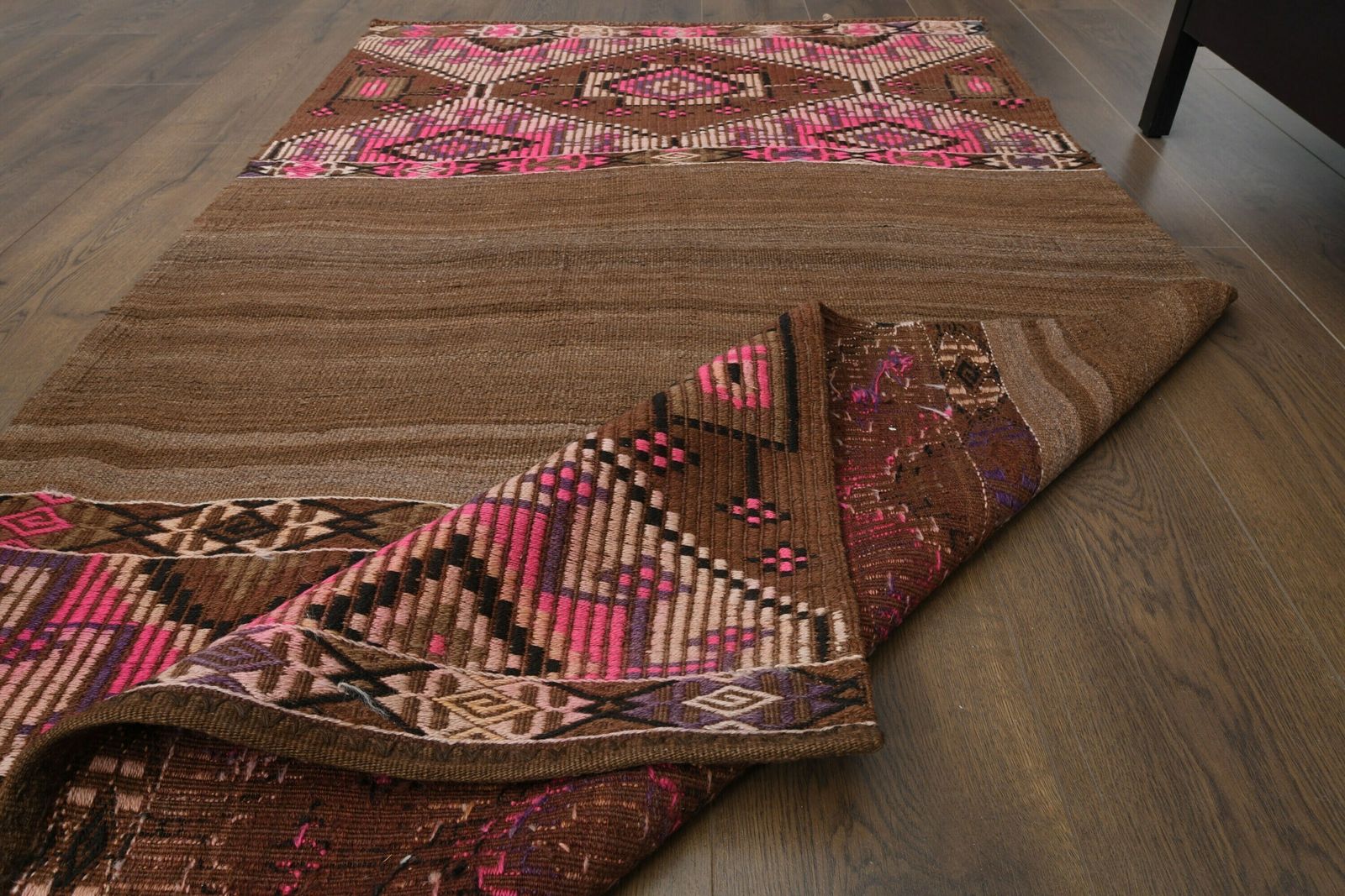 4x6 Vintage Turkish Carpet, Oushak Handmade Wool Rug, Brown Pink Rug, Area Rugs, Rustic Farmhouse Decor, One Of A Kind Made In Anatolia photo vintage