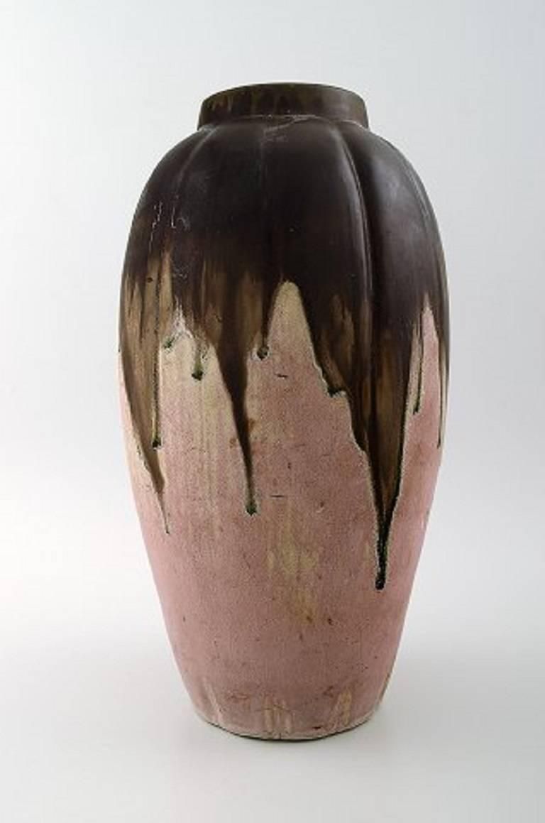 Gilbert Metenier, French Ceramist Pair Of Art Deco Pottery Vases photo for sale