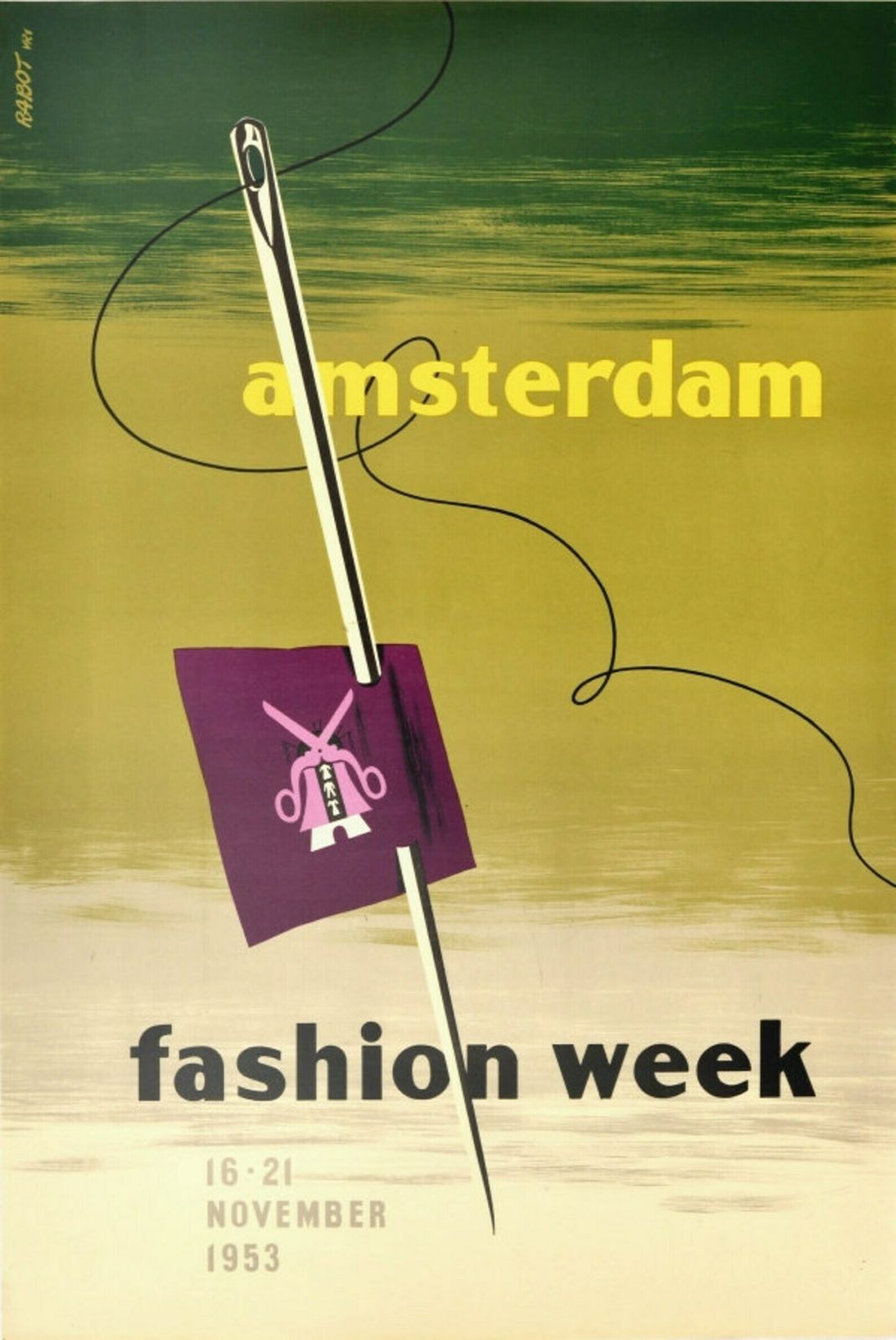 Original Vintage Fashionweek Poster Amsterdam Fashion Week 1953 By Rabot photo furniture