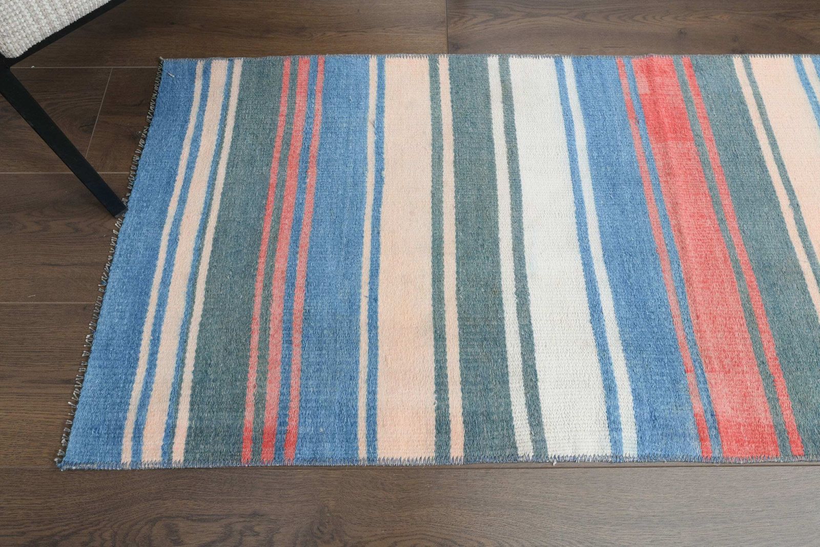 2x12 Pastel Vintage Turkish Oushak Kilim Rug Runner, Handmade Wool Carpet, Kitchen Hallway Rug, One Of A Kind, Boho Decor, Striped Carpet photo for sale