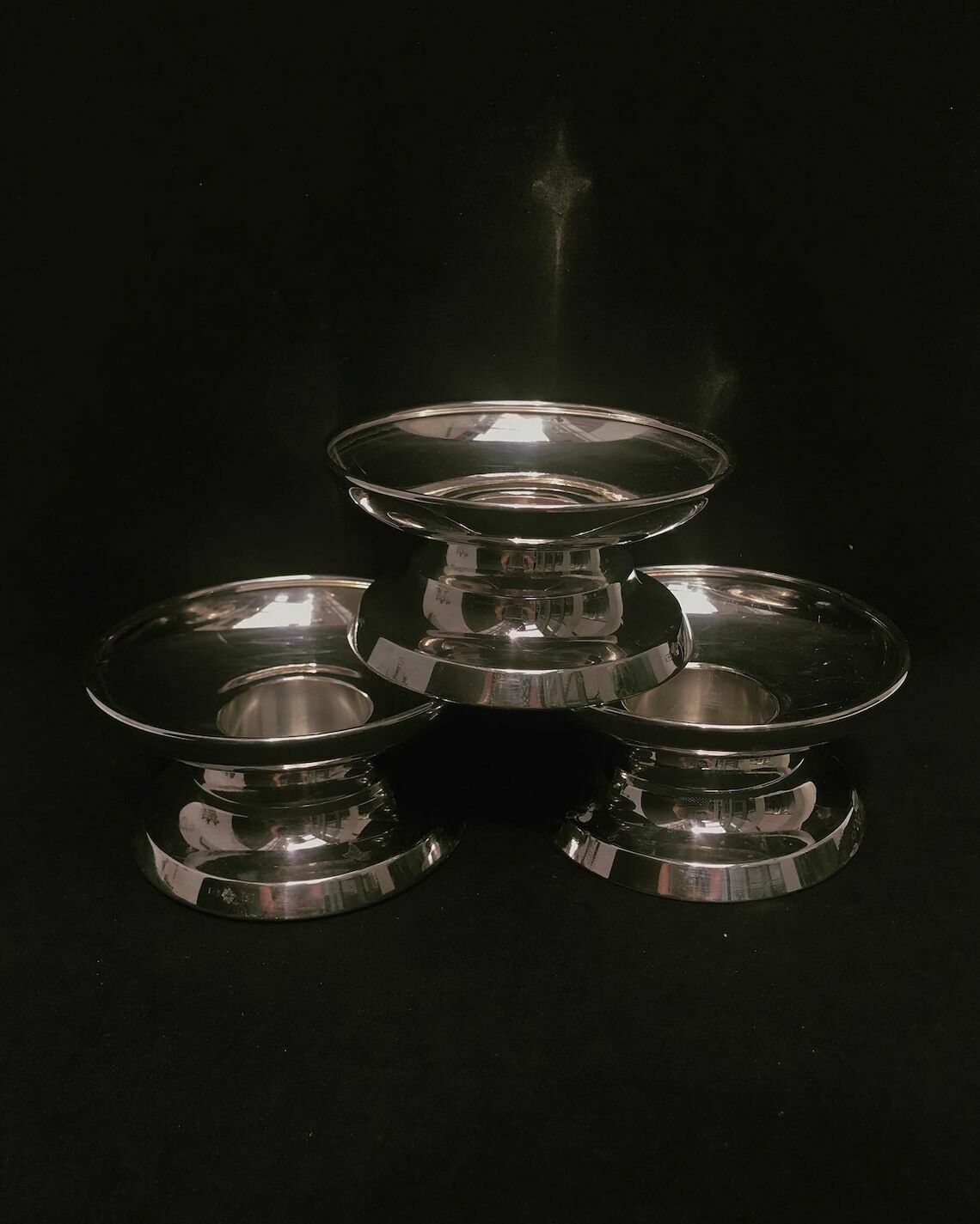 Candle Holders Set 3 Art Deco Floreat German Art Deco Silver Plated Gift For Her Decor Wedding Wilhelm Binder Bauhaus photo furniture