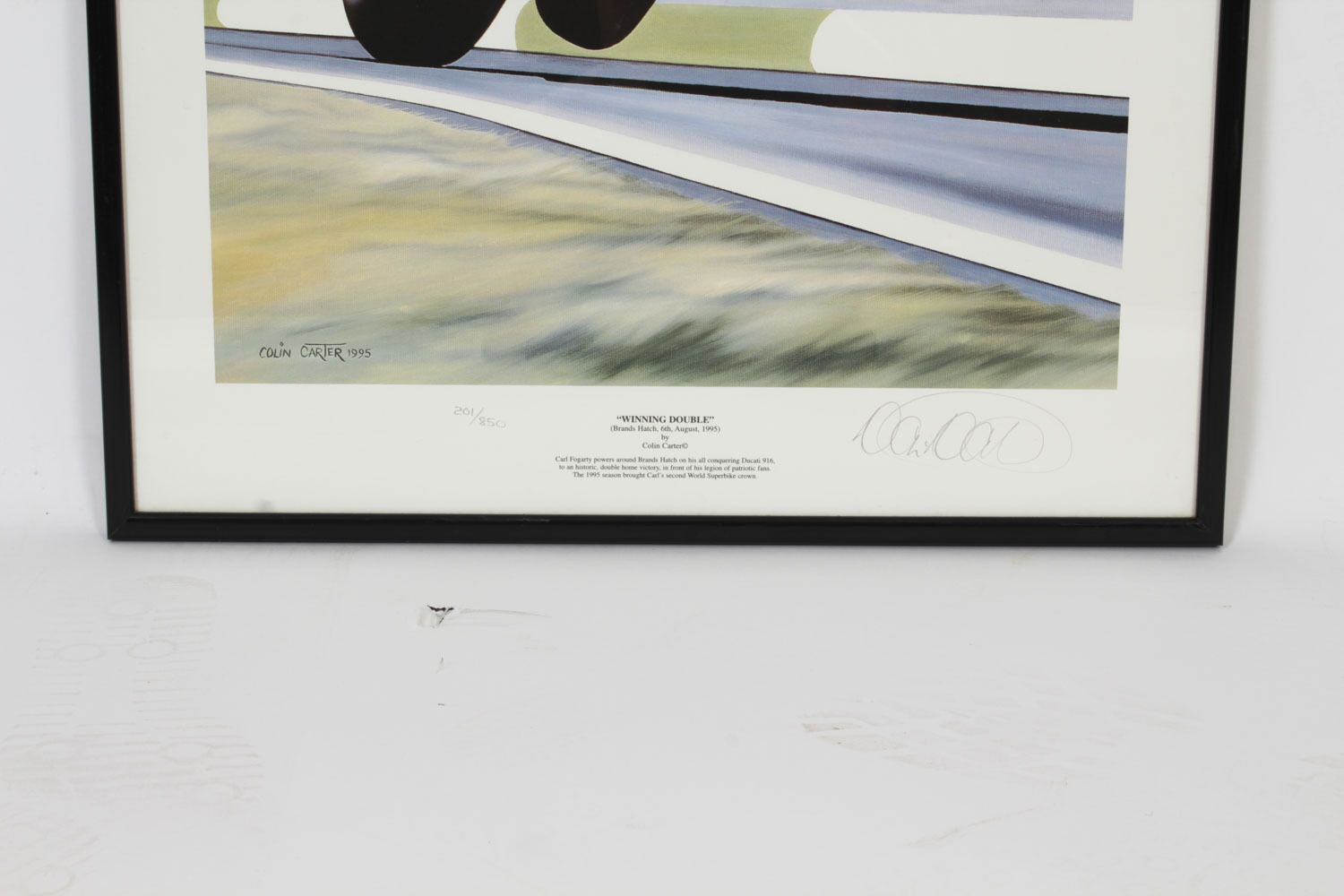 Large Printof  Alan Of Carl Fogarty On Ducati By Colin Carter 1995 photo vintage