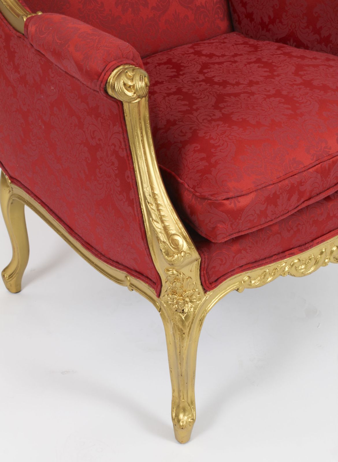 Furniture Antique Louis XV Revival Giltwood Shaped Bergere Armchair 19th C photo