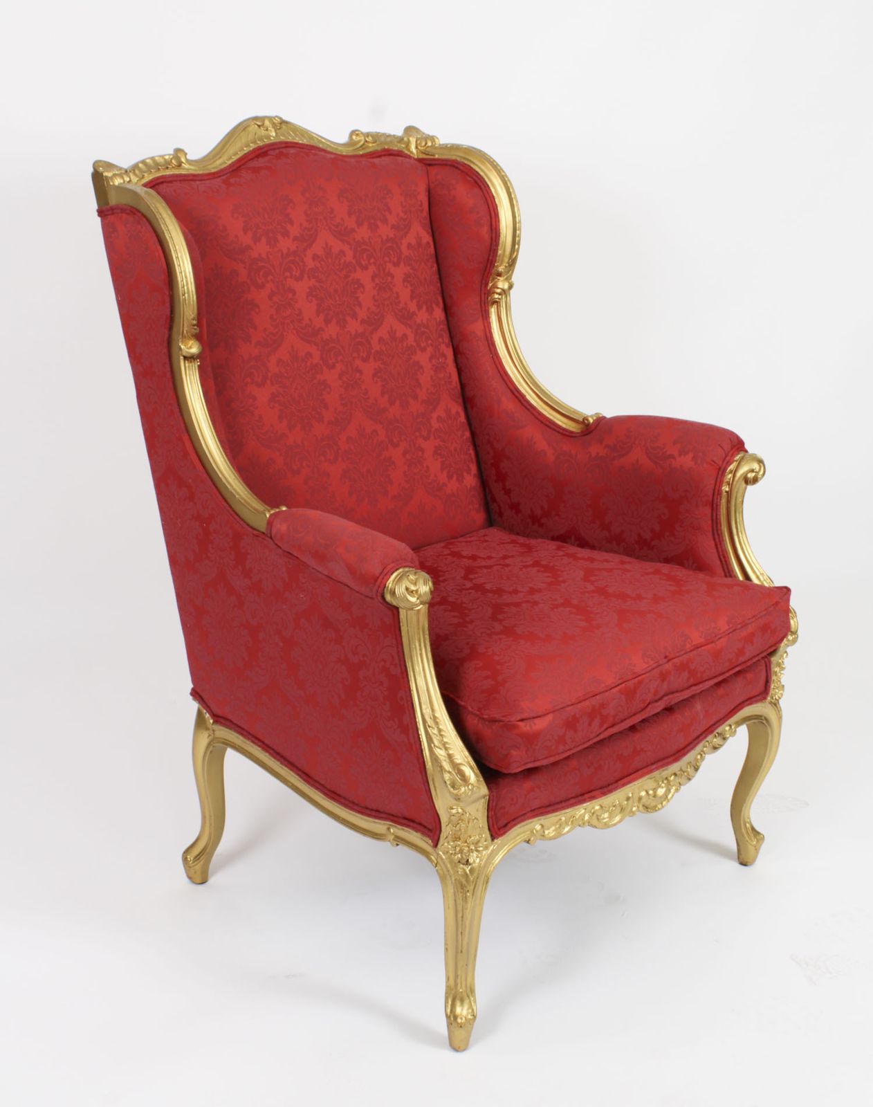 photo vinterior Antique Louis XV Revival Giltwood Shaped Bergere Armchair 19th C