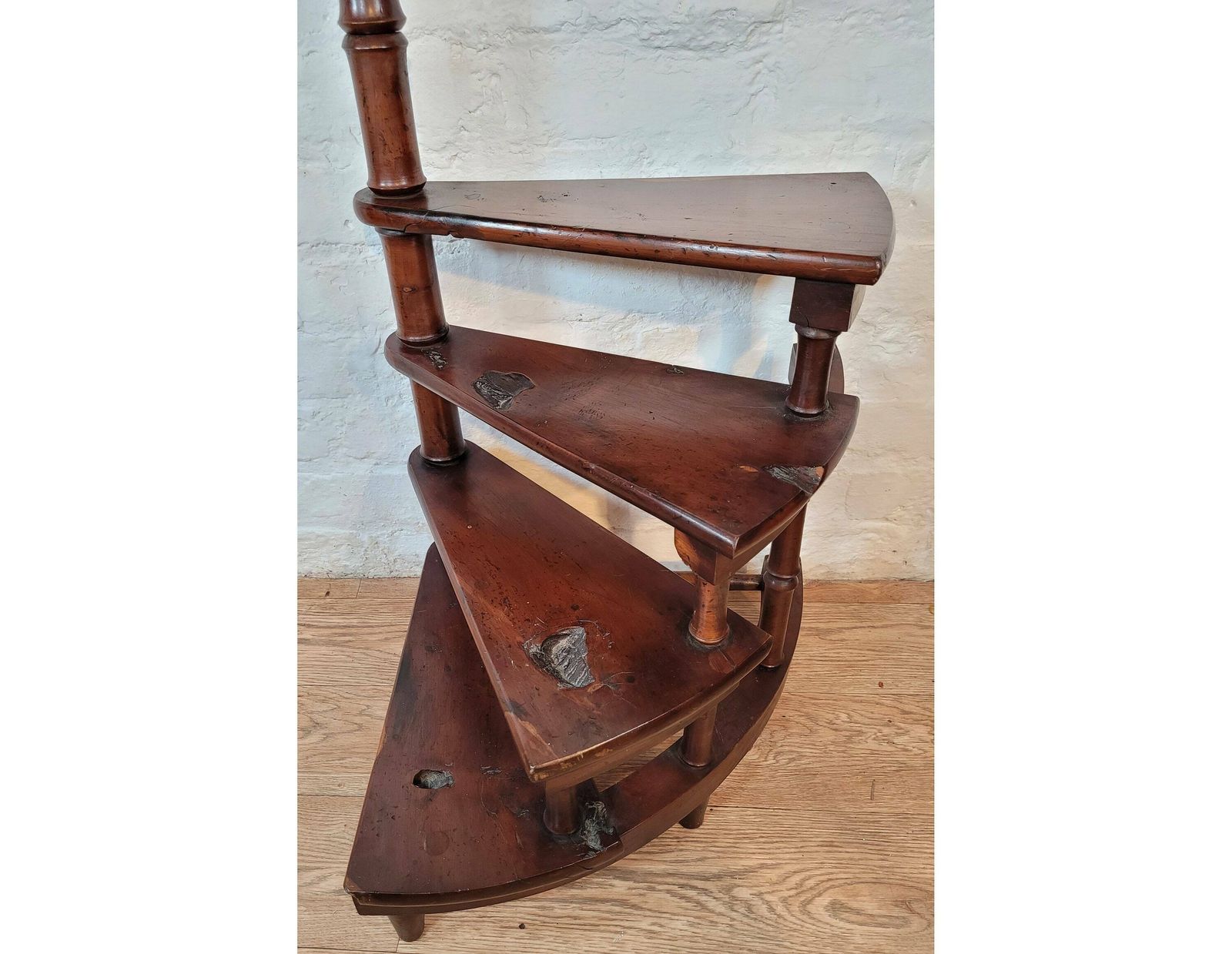 Antique George IV Yew Library Steps / Antique Georgian Library Steps / Spiral Steps / Antique Library Steps photo buy