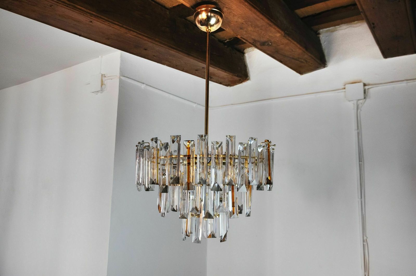 Venini Two Tone Chandelier, 3 Levels, Murano Glass, Italy, 1970 photo furniture