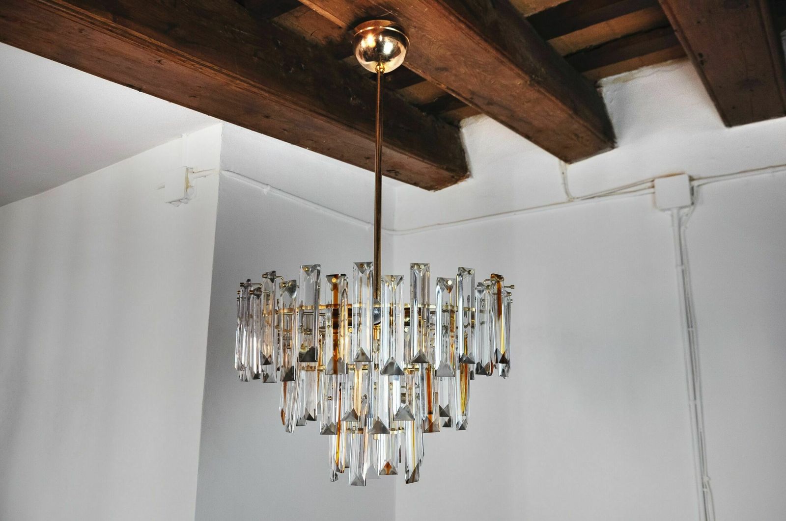 Venini Two Tone Chandelier, 3 Levels, Murano Glass, Italy, 1970 photo 1845.0