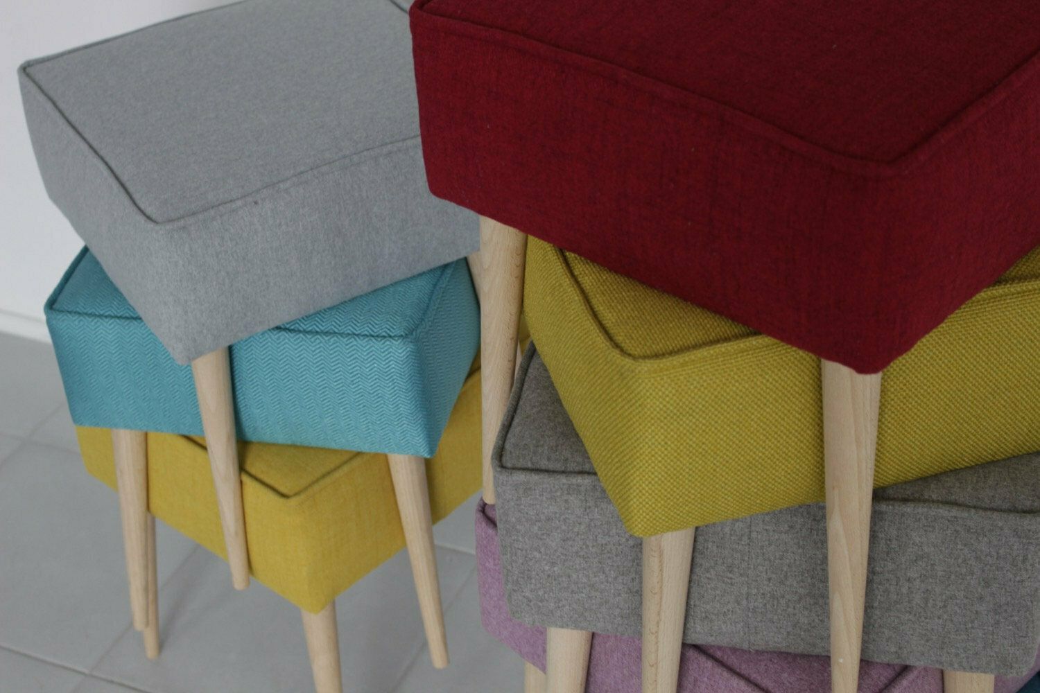 Upholstered Stool, Upcycled photo furniture