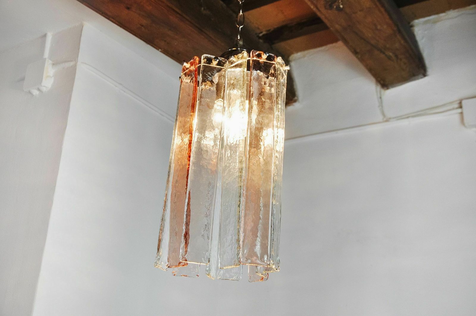 Poliarte Chandelier By Polished Albano, Pink And Transparent Murano Glass, Italy, 1970 photo buy