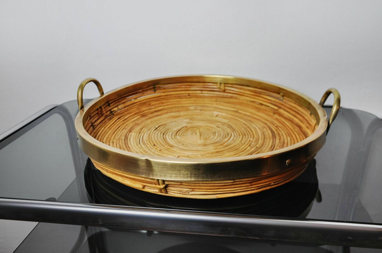 Rattan And Brass Basket, Italy, 1970s photo furniture