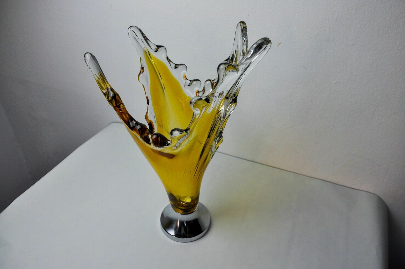 Sommerso Vase By Seguso In Yellow Murano Glass, Italy, 1970 photo Home Decor
