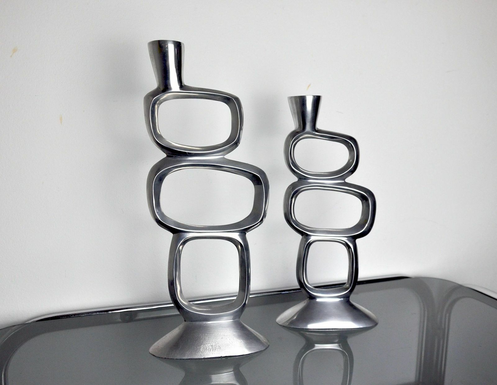 Pair Of Circle Candlesticks By Matthew Hilton, England, 1980 photo furniture