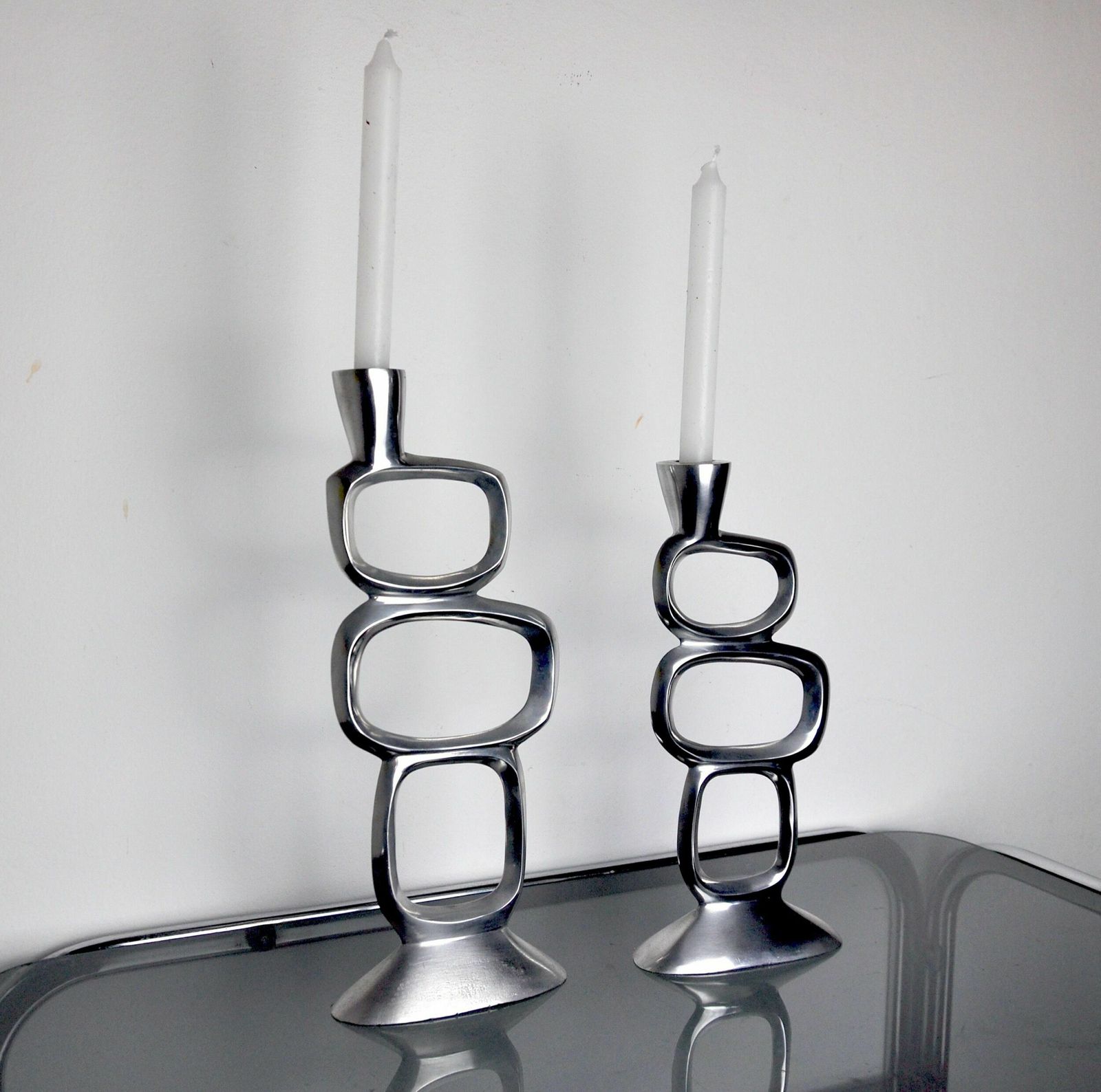 Pair Of Circle Candlesticks By Matthew Hilton, England, 1980 photo 1007.0