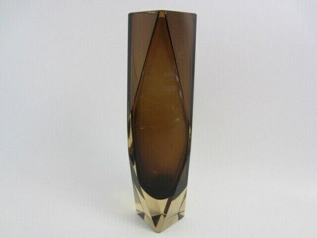 Xxl Space Age V Nason Cinnamon And Gold Sommerso Art Glass Vase Faceted Geometric photo Home Decor
