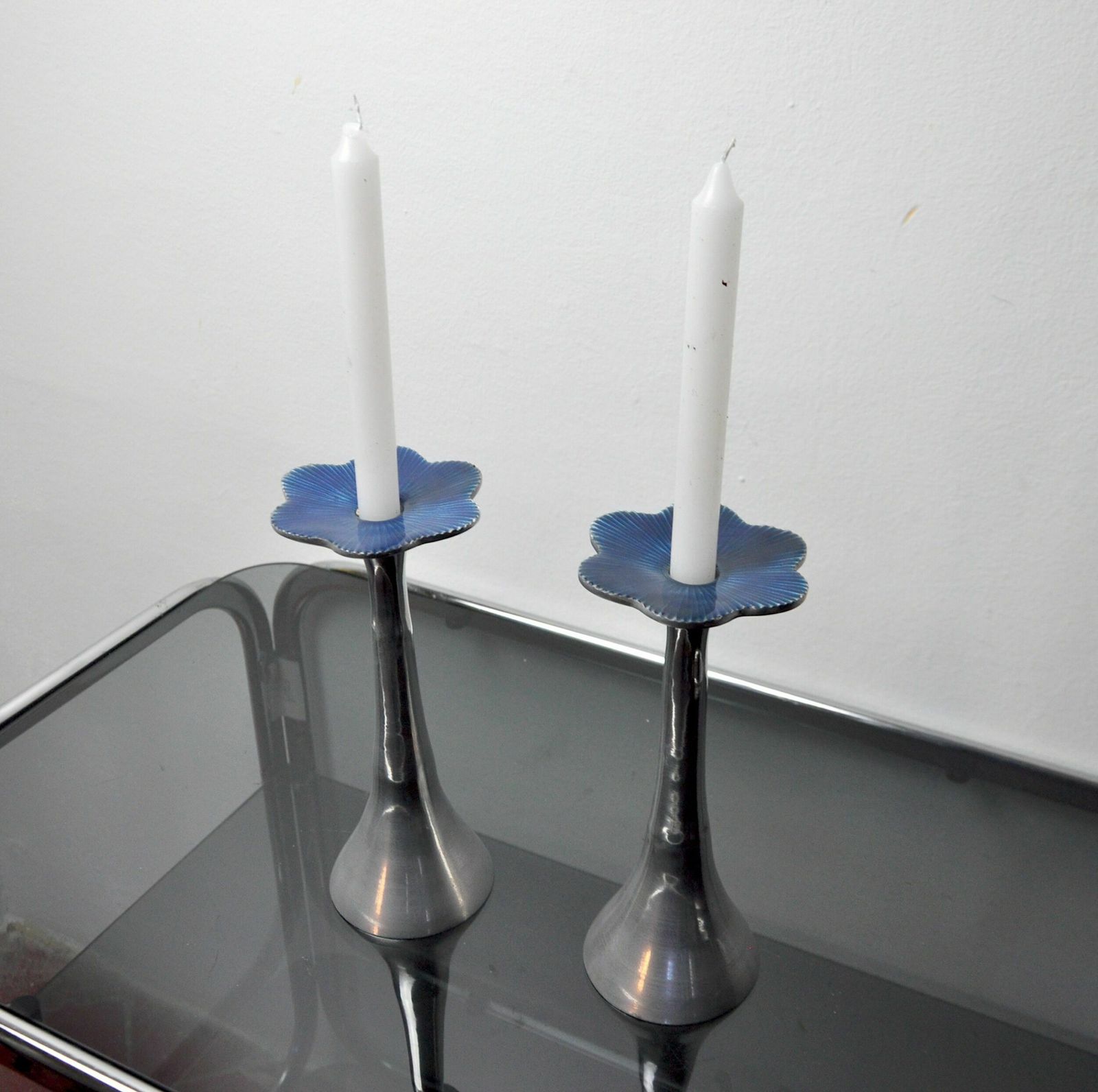 Pair Of Floral Brutalist Candlesticks By David Marshall, 1980, Spain photo for sale