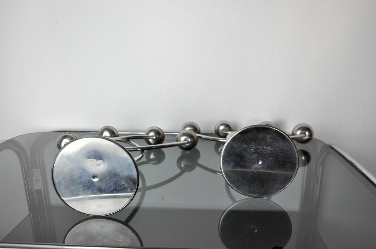 Pair Of Art Deco Candle Holder In Stainless Steel 4 Flammes, Spain, 1970 photo buy