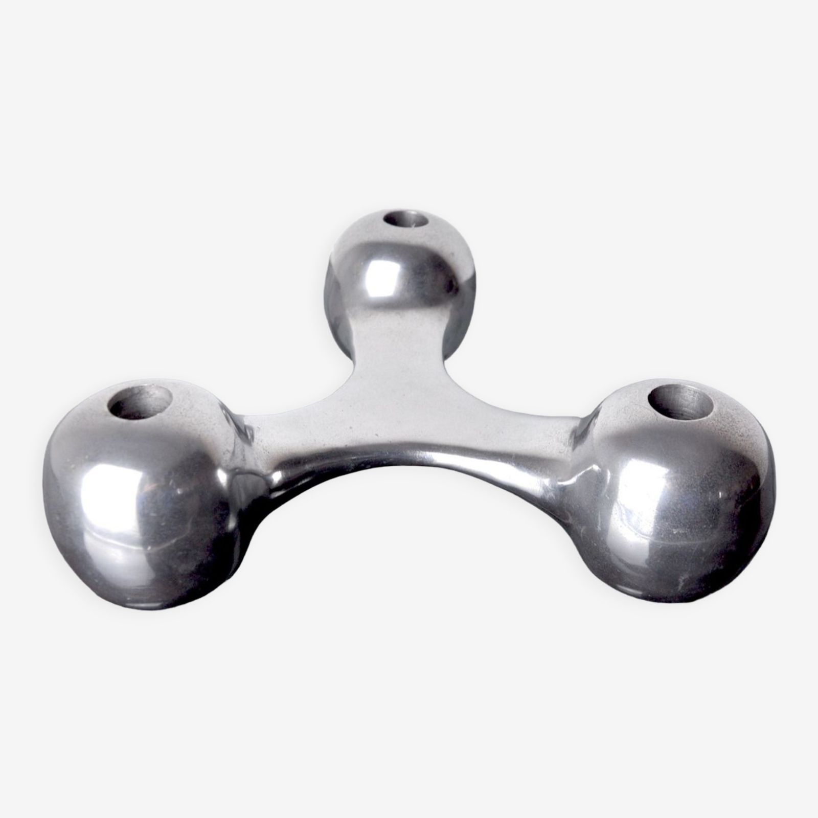 Scandinavian Boomerang Candle Holders, Aluminium, Denmark, 1970