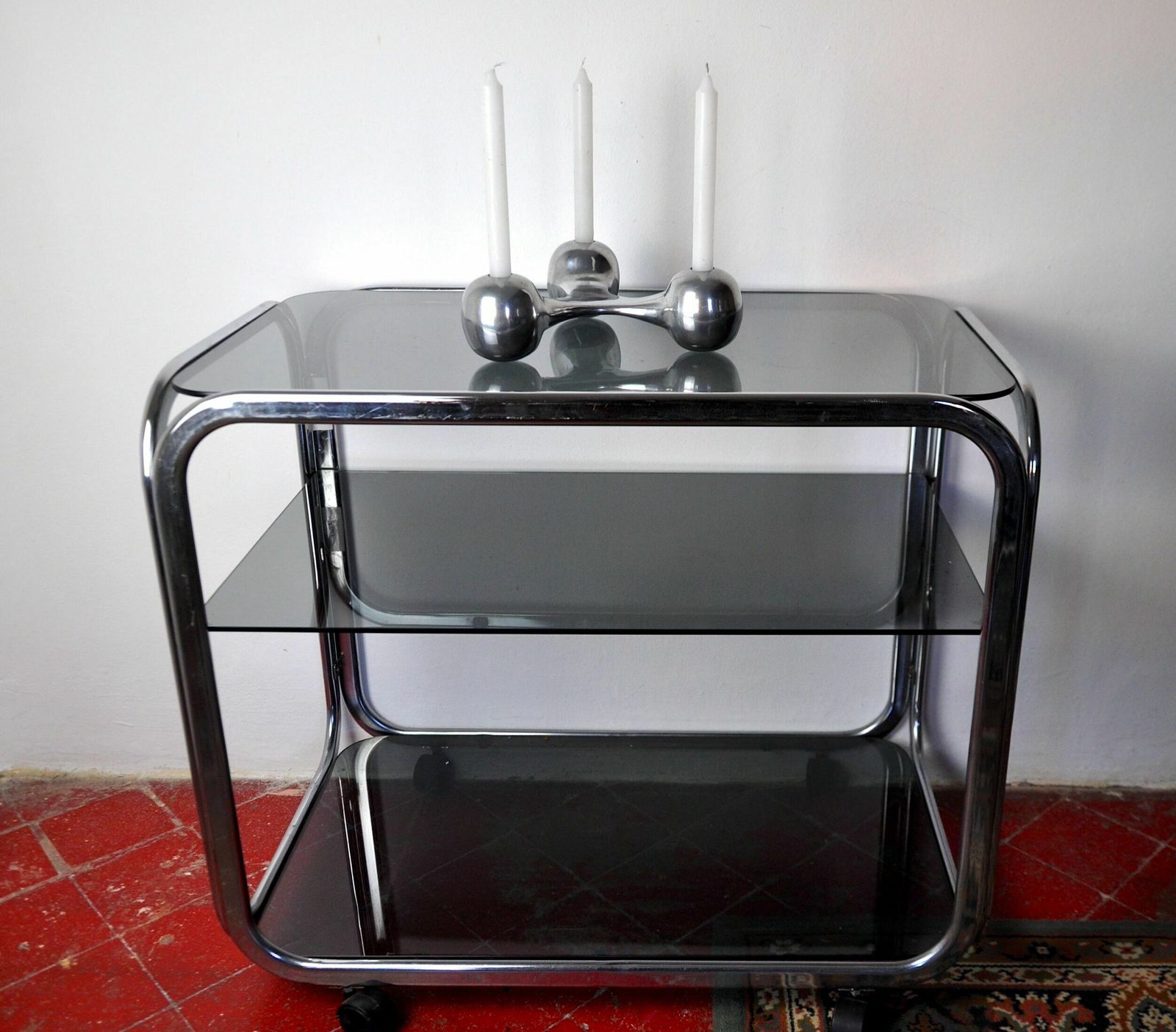 Scandinavian Boomerang Candle Holders, Aluminium, Denmark, 1970 photo 839.0