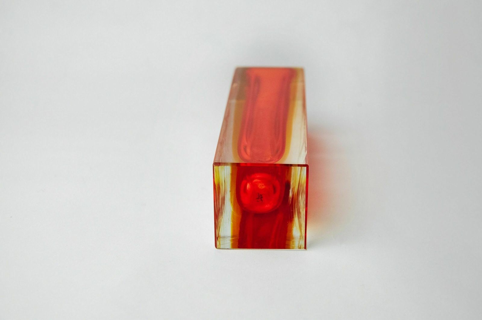 Red And Yellow Cubic Sommerso Vase By Seguso, Murano, Italy, 1970 photo buy