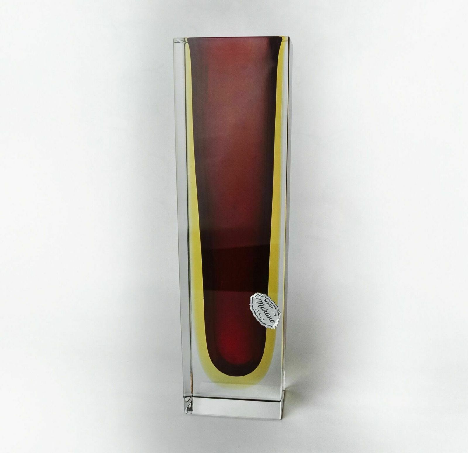 Brown And Yellow Cubic Sommerso Vase By Seguso, Murano, Italy, 1970 photo furniture