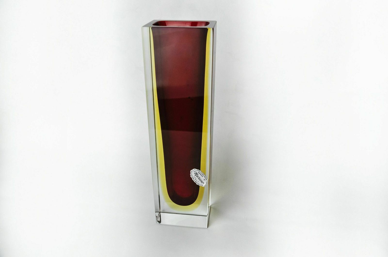 Brown And Yellow Cubic Sommerso Vase By Seguso, Murano, Italy, 1970 photo Home Decor