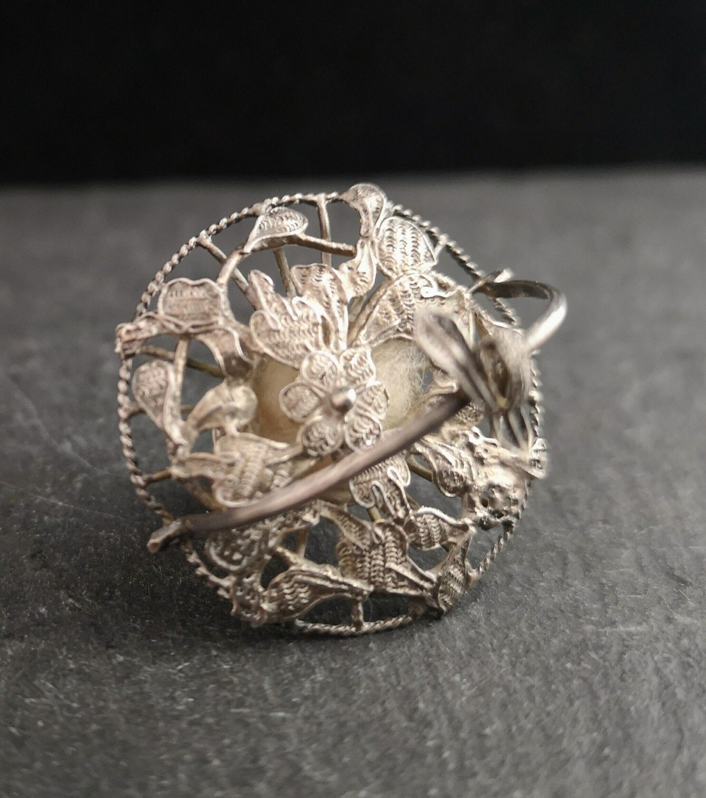 Vintage Sterling Silver Dolls Flower Basket, Miniature photo Home Decor